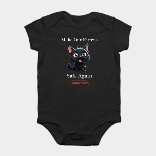 Donald Trump Make Our Cats Safe Again Baby Bodysuit by QuirkyQuest Creations